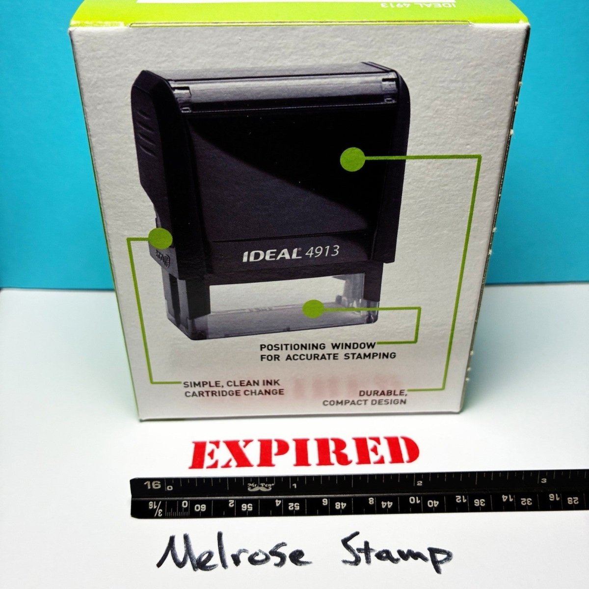 Expired Rubber Stamp Red Ink Self Inking Ideal 4913 - Melrose Stamp Co