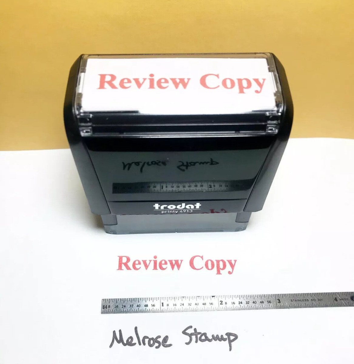 Review Copy Rubber Stamp Self Inking Red Ink Ideal 4913 - Melrose Stamp Co