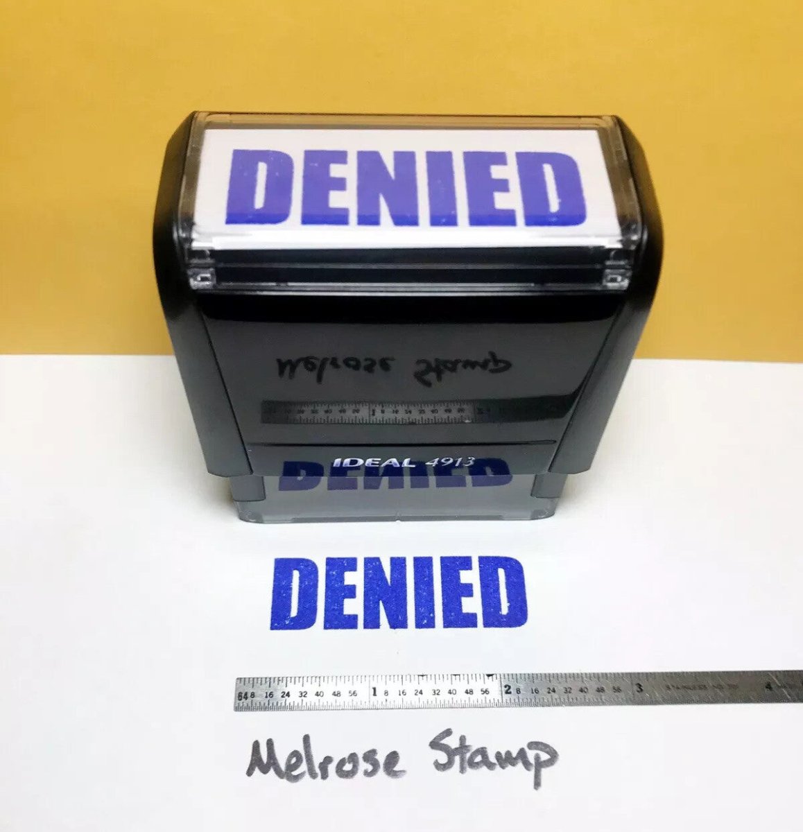 Denied Rubber Stamp Blue Ink Self Inking Ideal 4913 - Melrose Stamp Co