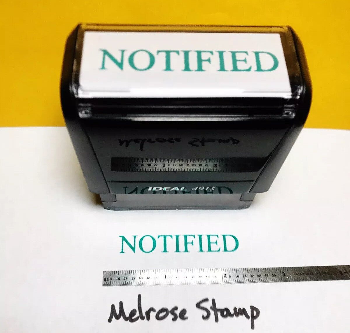 Notified Rubber Stamp Green Ink Self Inking Ideal 4913 - Melrose Stamp Co