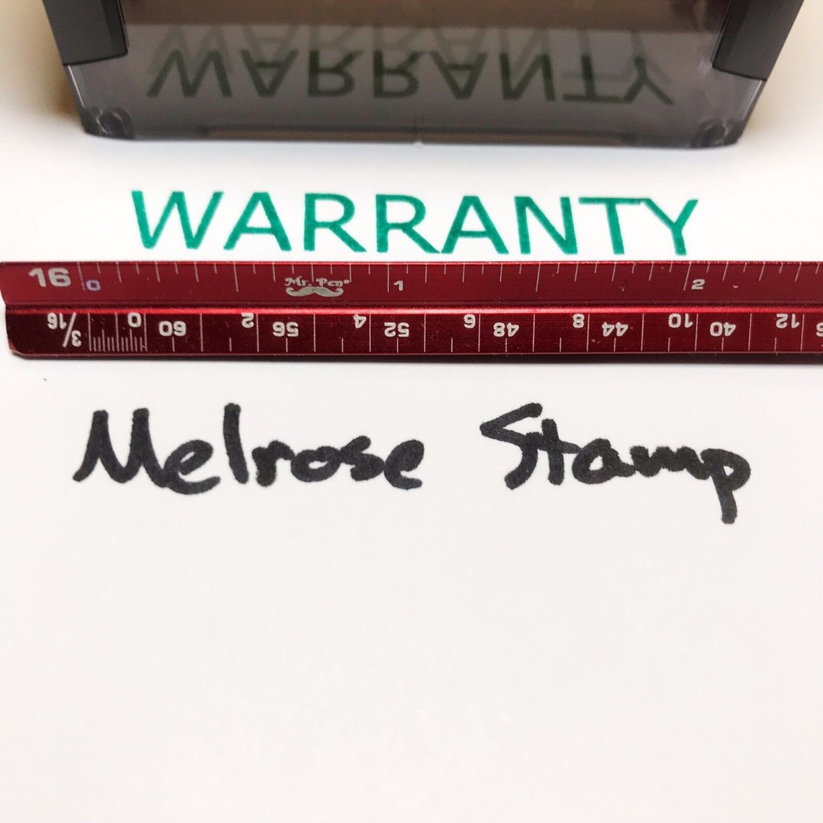 Warranty Rubber Stamp Self Inking Green Ink Ideal 4913 - Melrose Stamp Co