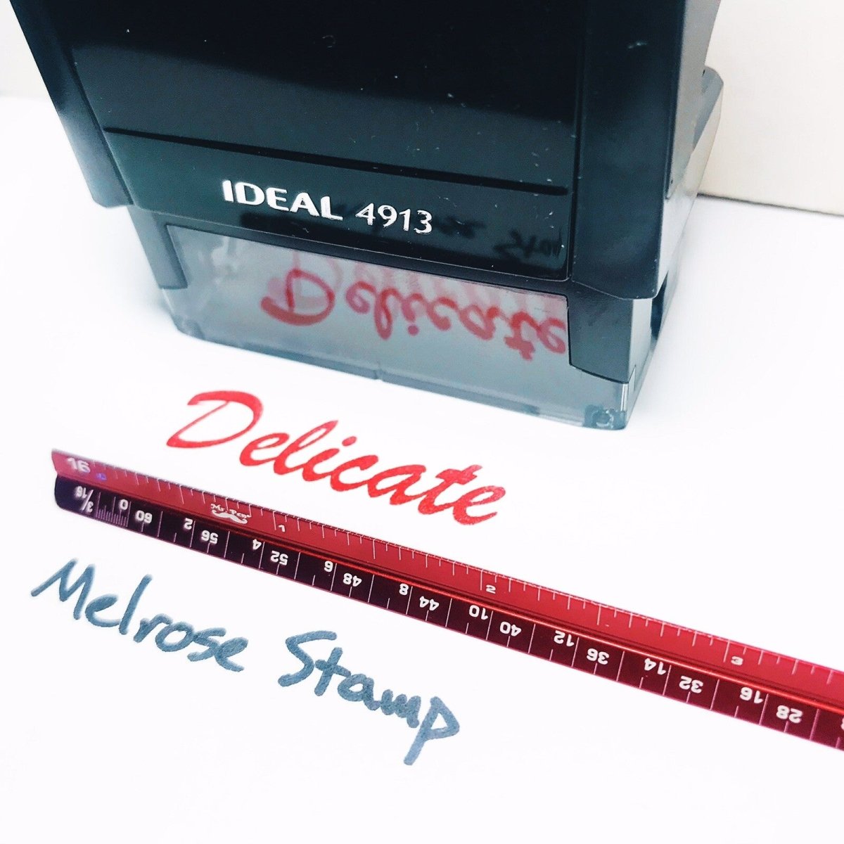 Delicate Rubber Stamp Red Ink Self Inking Ideal 4913 - Melrose Stamp Co