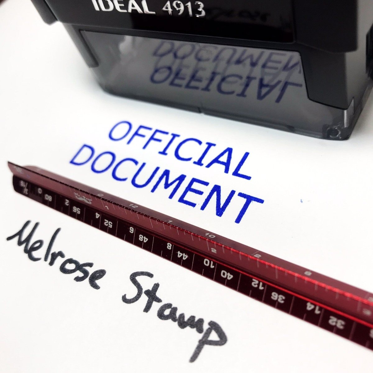 Official Document Rubber Stamp Blue Ink Ideal 4913 - Melrose Stamp Co