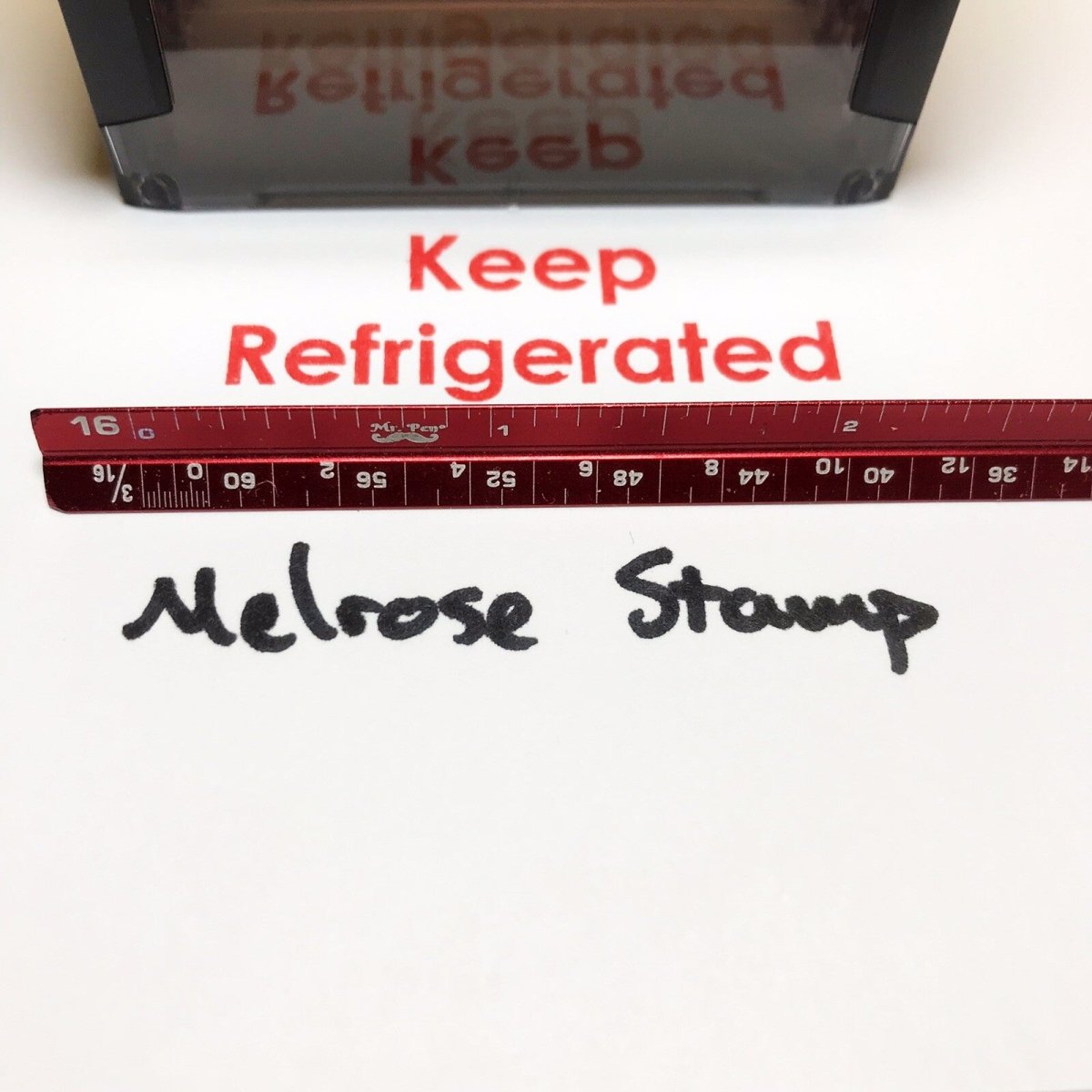 Keep Refrigerated Rubber Stamp Red Ink Self Inking Ideal 4913 - Melrose Stamp Co