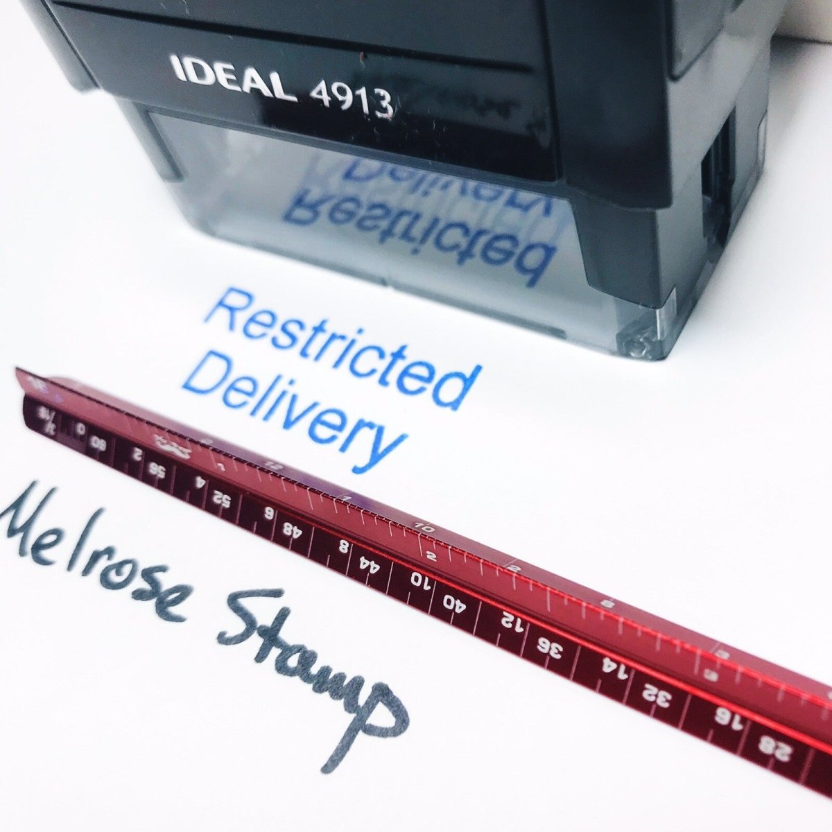 Restricted Delivery Rubber Stamp Blue Ink Ideal 4913 - Melrose Stamp Co