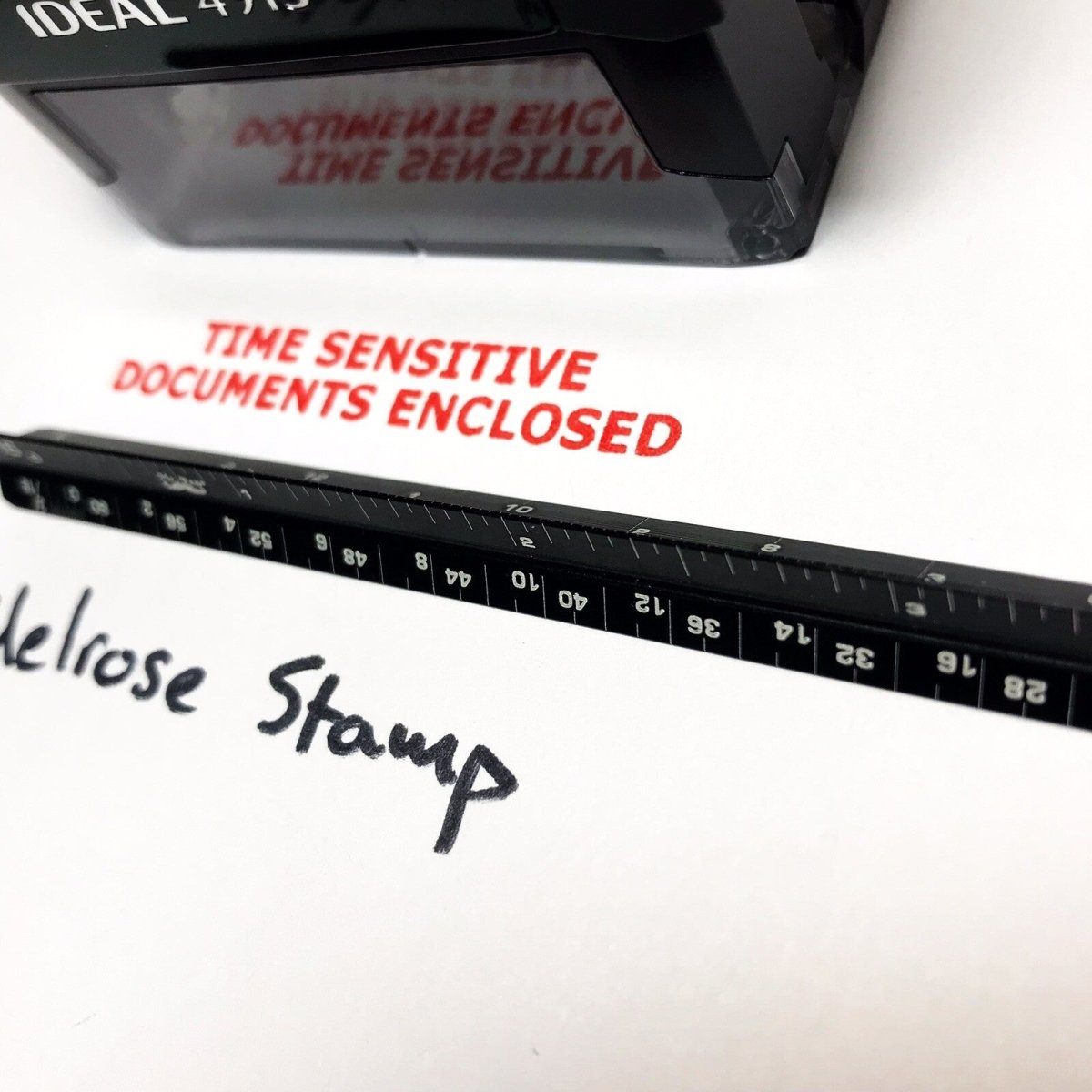 Time Sensitive Documents Enclosed Rubber Stamp Red Ink Self Inking Ideal 4913 - Melrose Stamp Co
