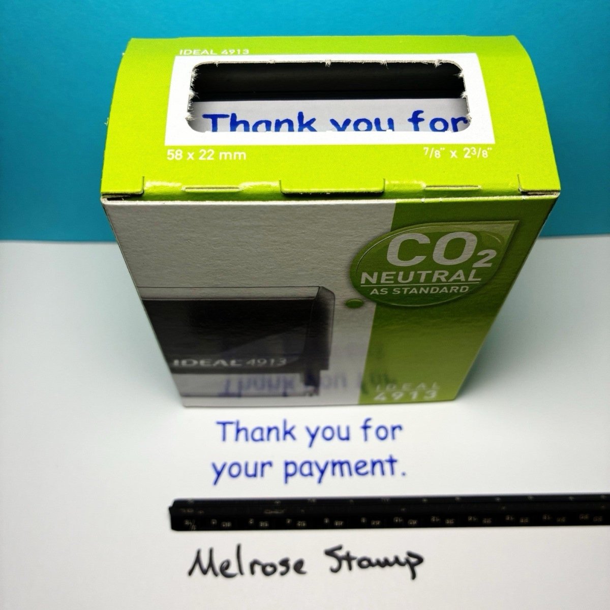 Thank You For Your Payment Rubber Stamp Blue Ink Self Inking Ideal 4913 - Melrose Stamp Co