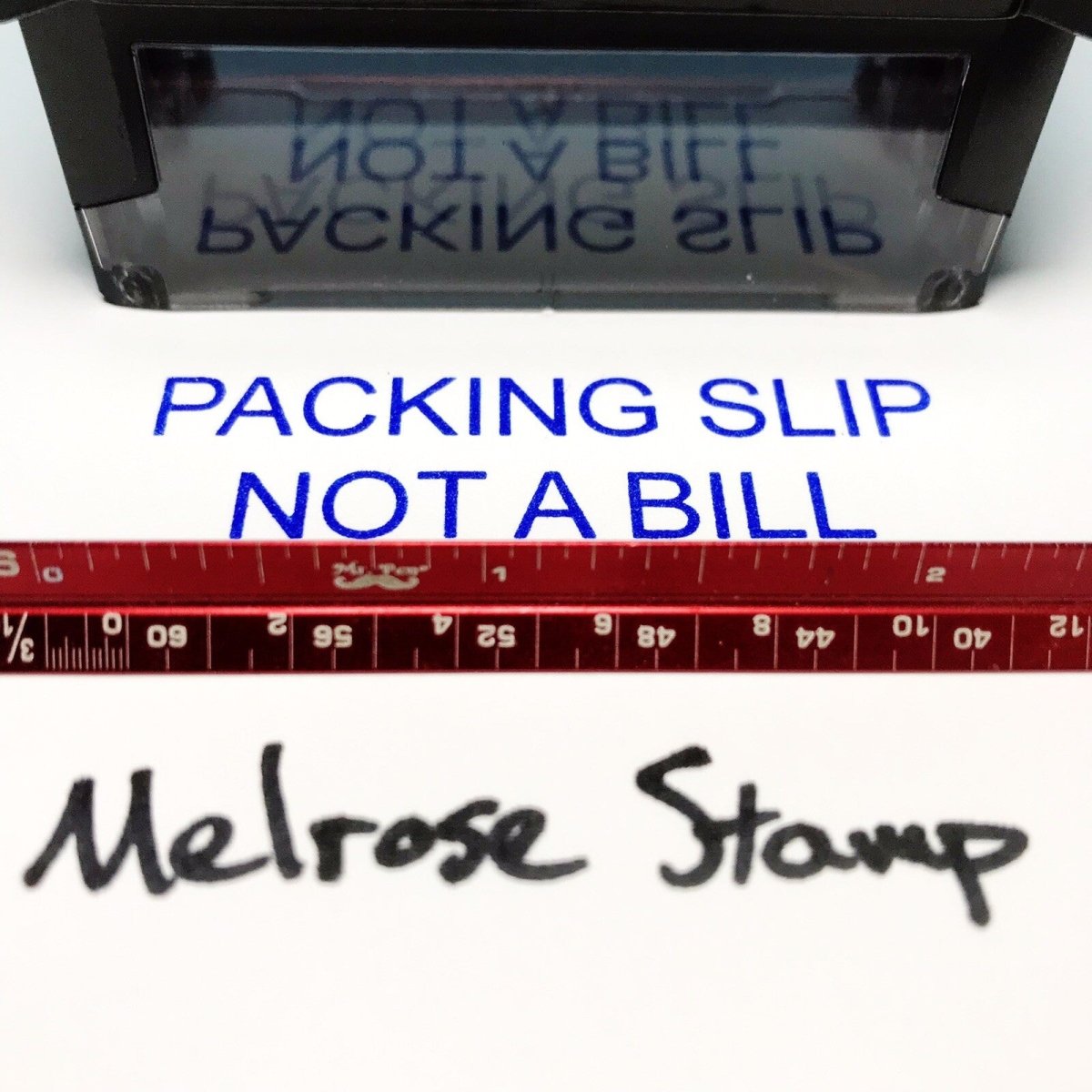 Packing Slip Not A Bill Rubber Stamp Blue Ink Self Inking Ideal 4913 - Melrose Stamp Co