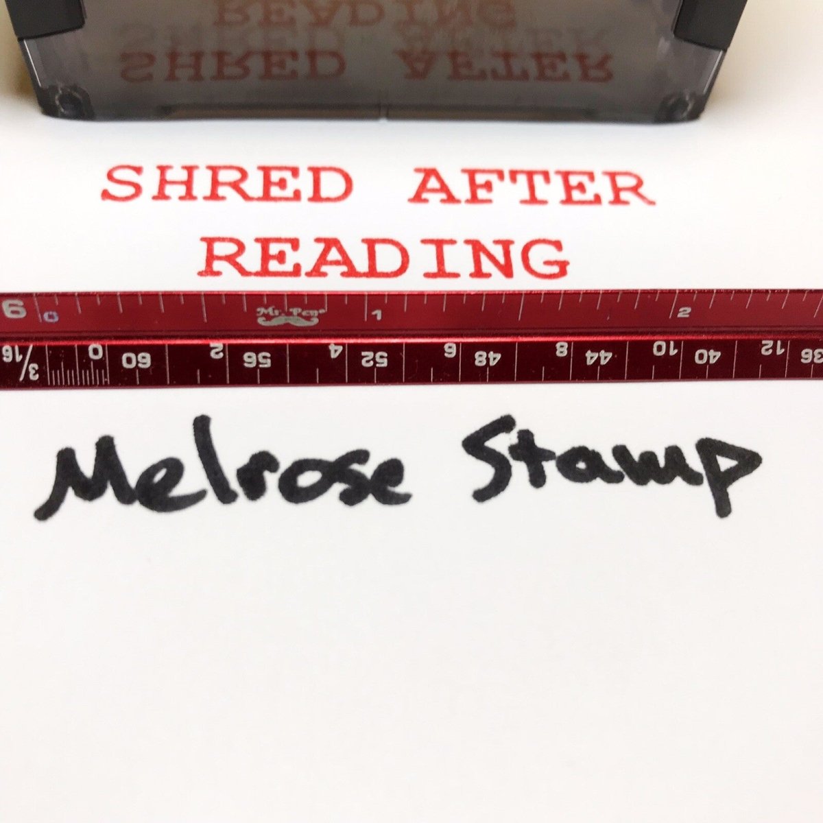 Shred After Reading Rubber Stamp Red Ink Self Inking Ideal 4913 - Melrose Stamp Co