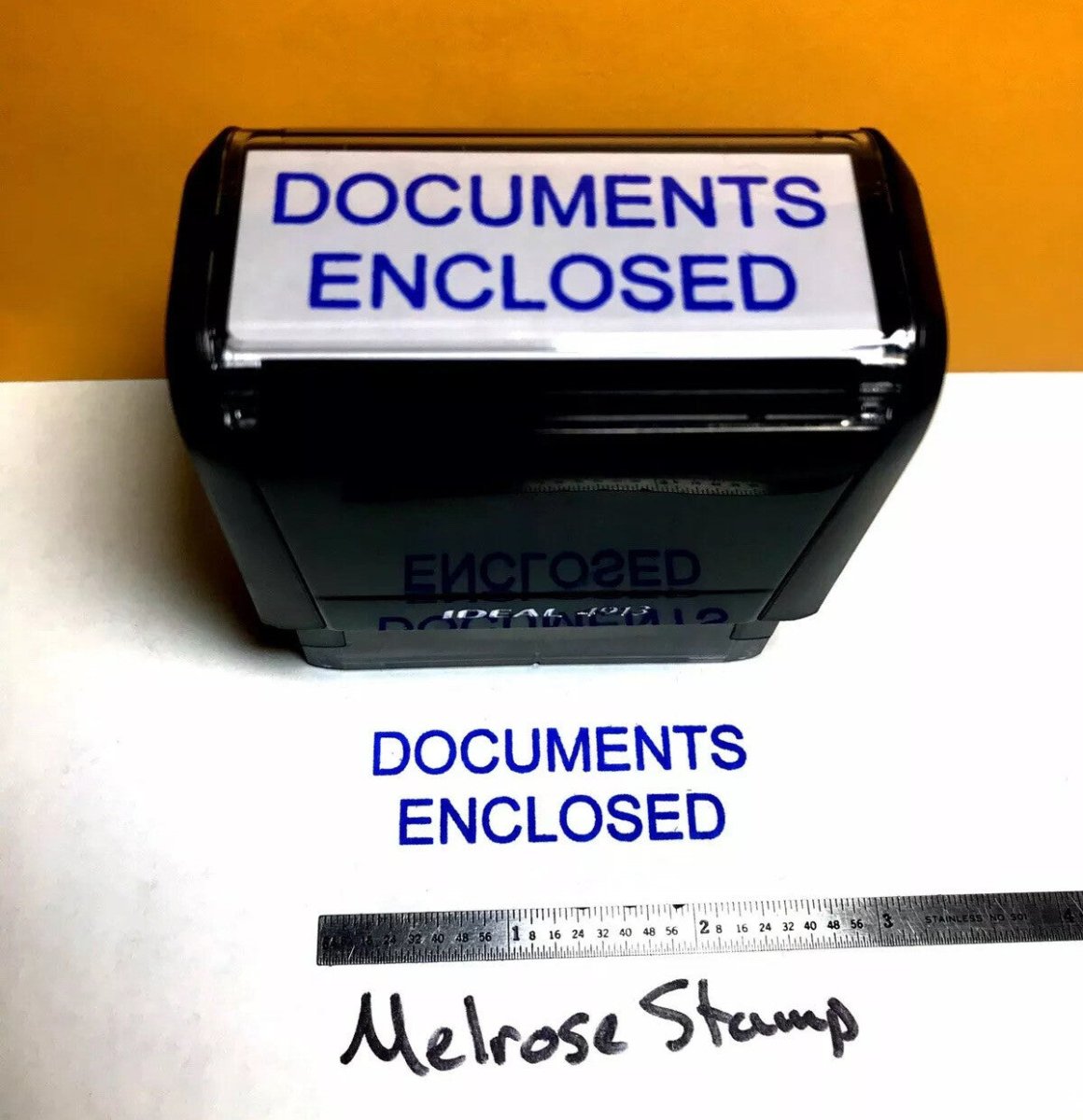 Documents Enclosed Rubber Stamp Self Inking Blue Ink Ideal 4913 - Melrose Stamp Co