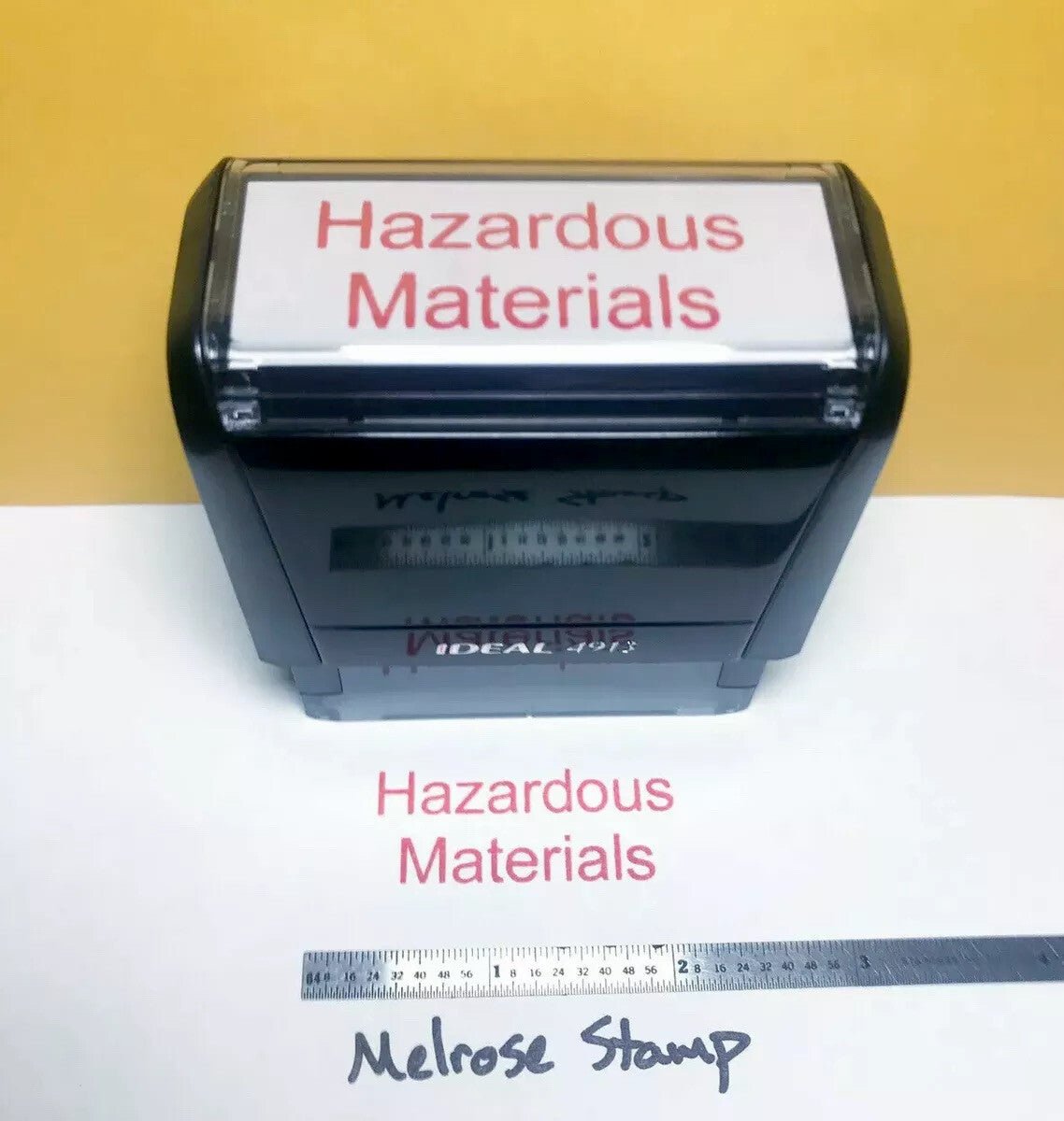 Hazardous Materials Hazmat Rubber Stamp Red Ink Self Inking Ideal 4913 - Melrose Stamp Co