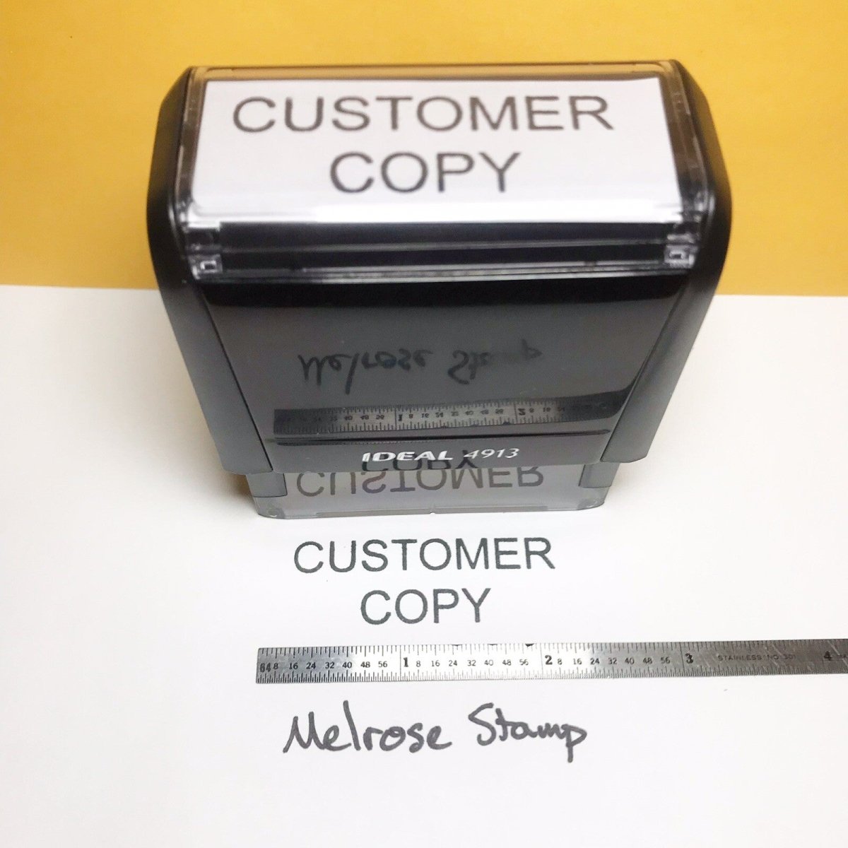 Customer Copy Rubber Stamp Black Ink Self Inking Ideal 4913 - Melrose Stamp Co