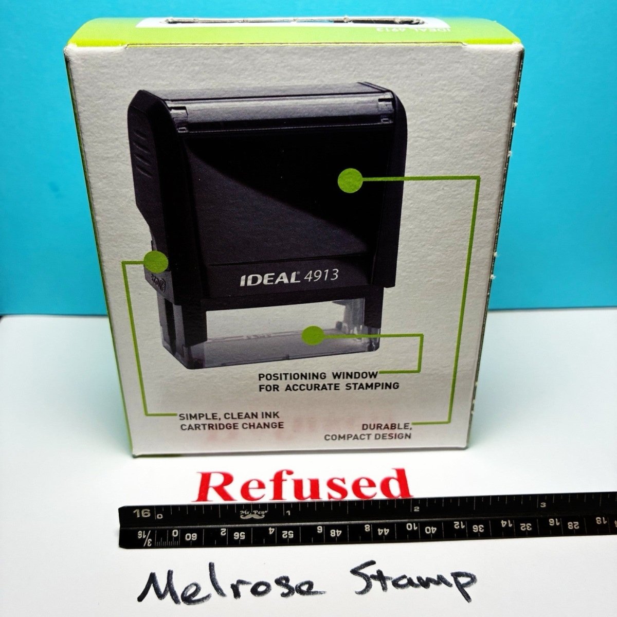 Refused Rubber Stamp Self Inking Red Ink Ideal 4913 - Melrose Stamp Co