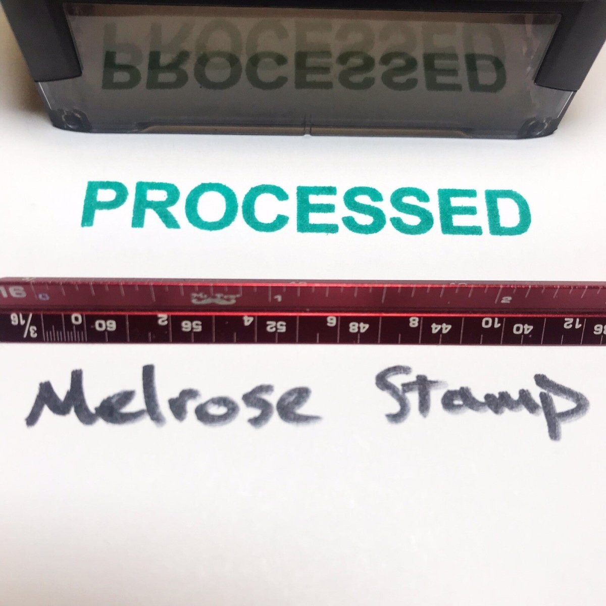 Processed Rubber Stamp Green Ink Self Inking Ideal 4913 - Melrose Stamp Co