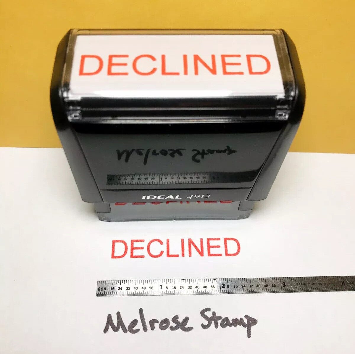 Declined Rubber Stamp Red Ink Self Inking Ideal 4913 - Melrose Stamp Co