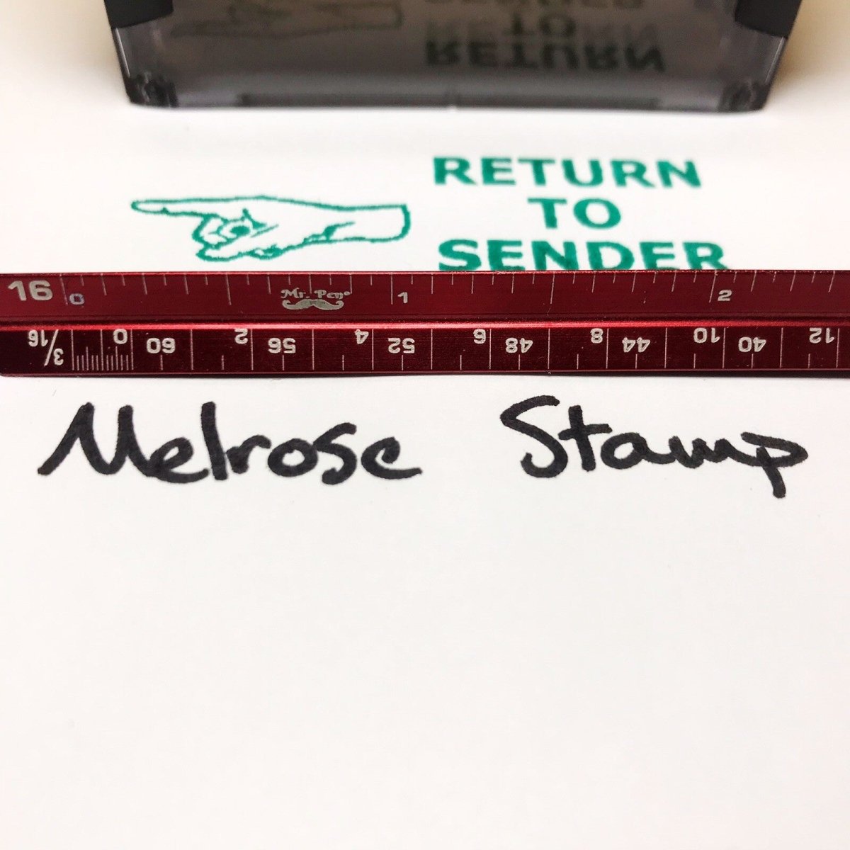 Return To Sender With Hand Rubber Stamp Green Ink Self Inking Ideal 4913 - Melrose Stamp Co