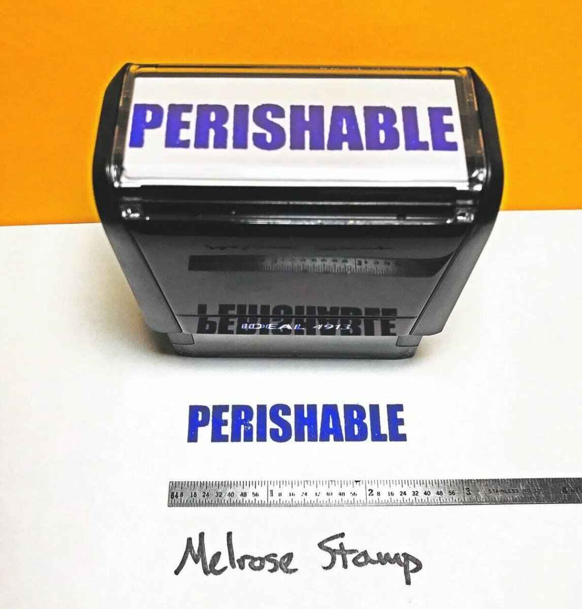 Perishable Self Inking Rubber Stamp Purple Ink Ideal 4913 - Melrose Stamp Co
