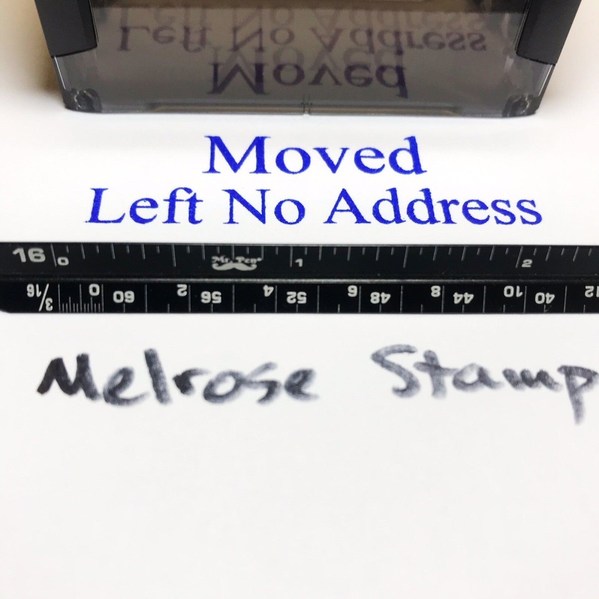 Moved Left No Address Rubber Stamp Blue Ink Self Inking Ideal 4913 - Melrose Stamp Co
