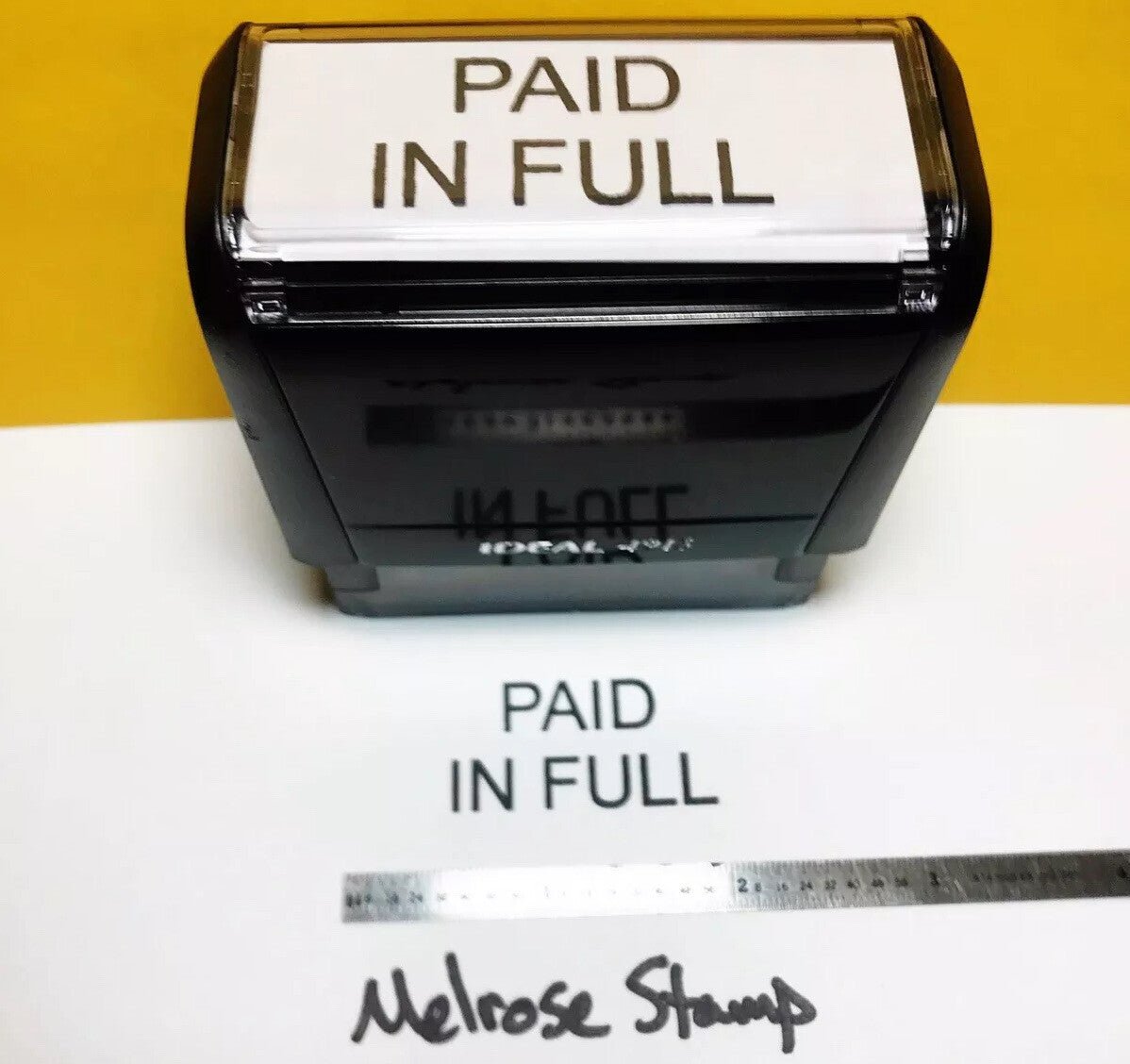 Paid In Fulll Rubber Stamp Black Ink Self Inking Ideal 4913 - Melrose Stamp Co