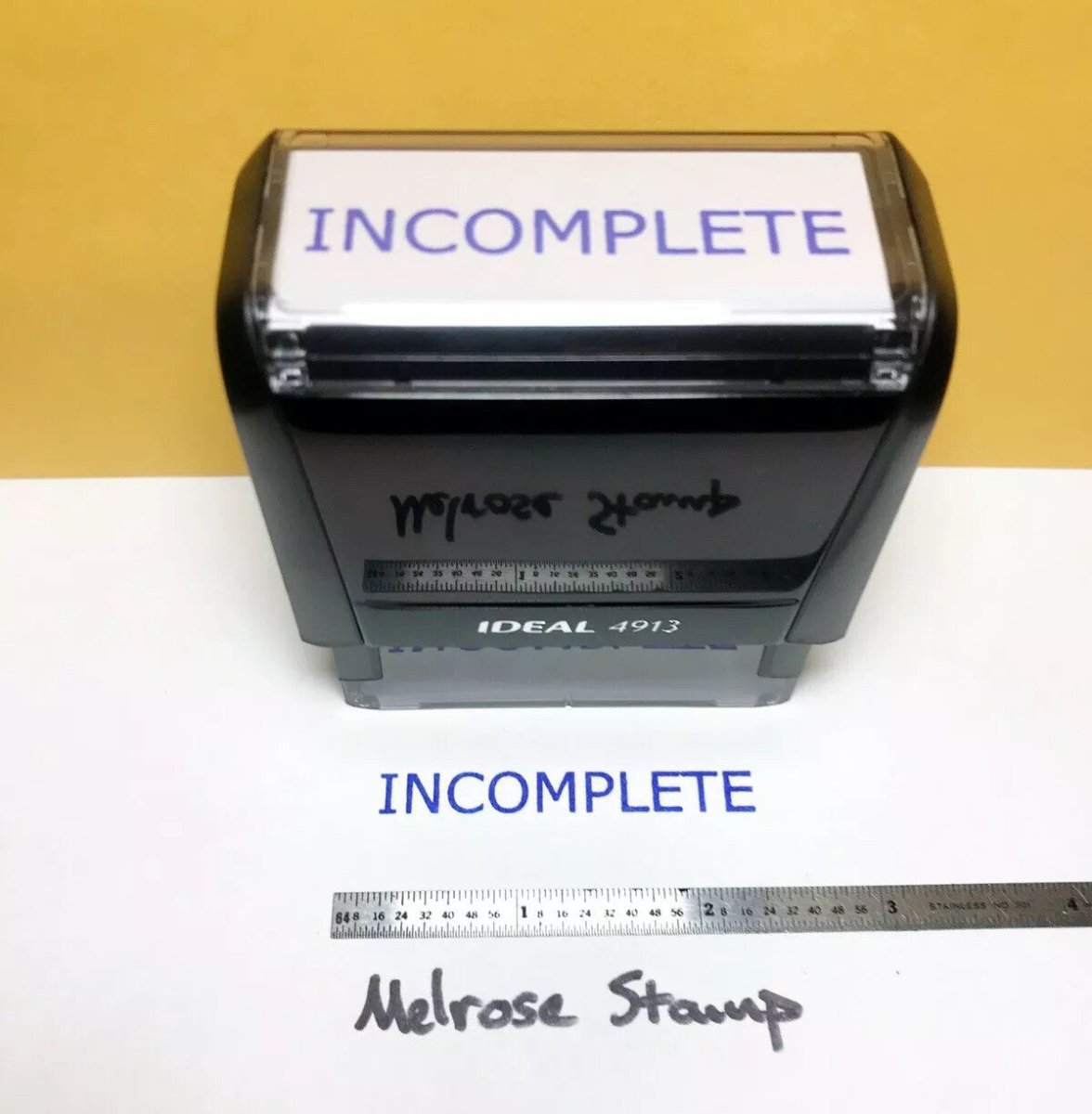 Incomplete Rubber Stamp Blue Ink Self Inking Ideal 4913 - Melrose Stamp Co