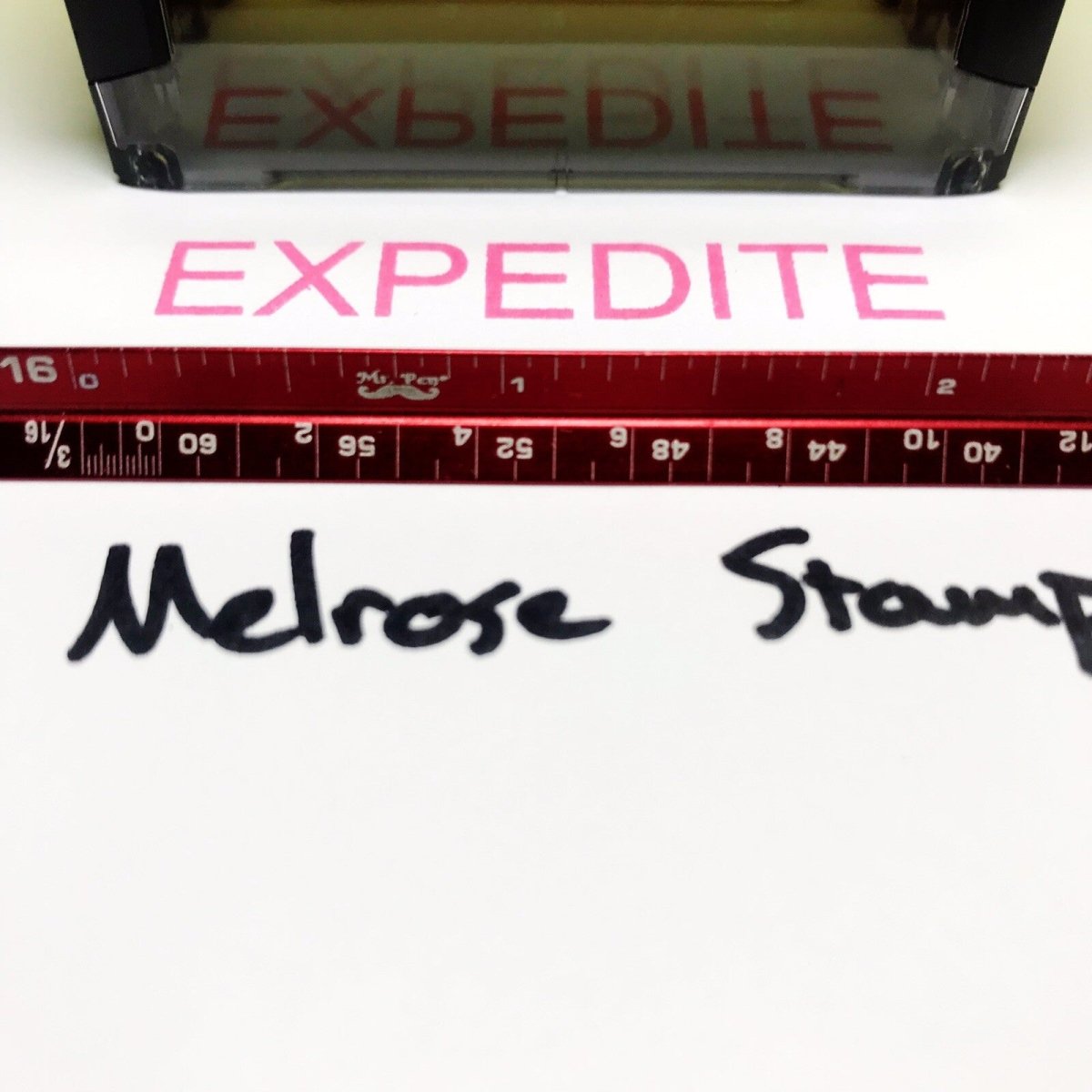 Expedite Rubber Stamp Pink Ink Self Inking Ideal 4913 - Melrose Stamp Co