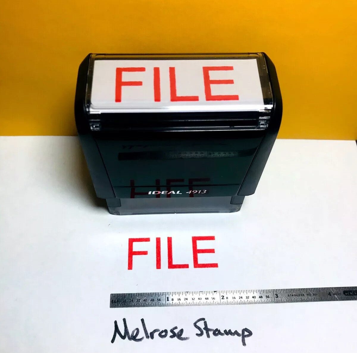 File Rubber Stamp Red Ink Self Inking Ideal 4913 - Melrose Stamp Co