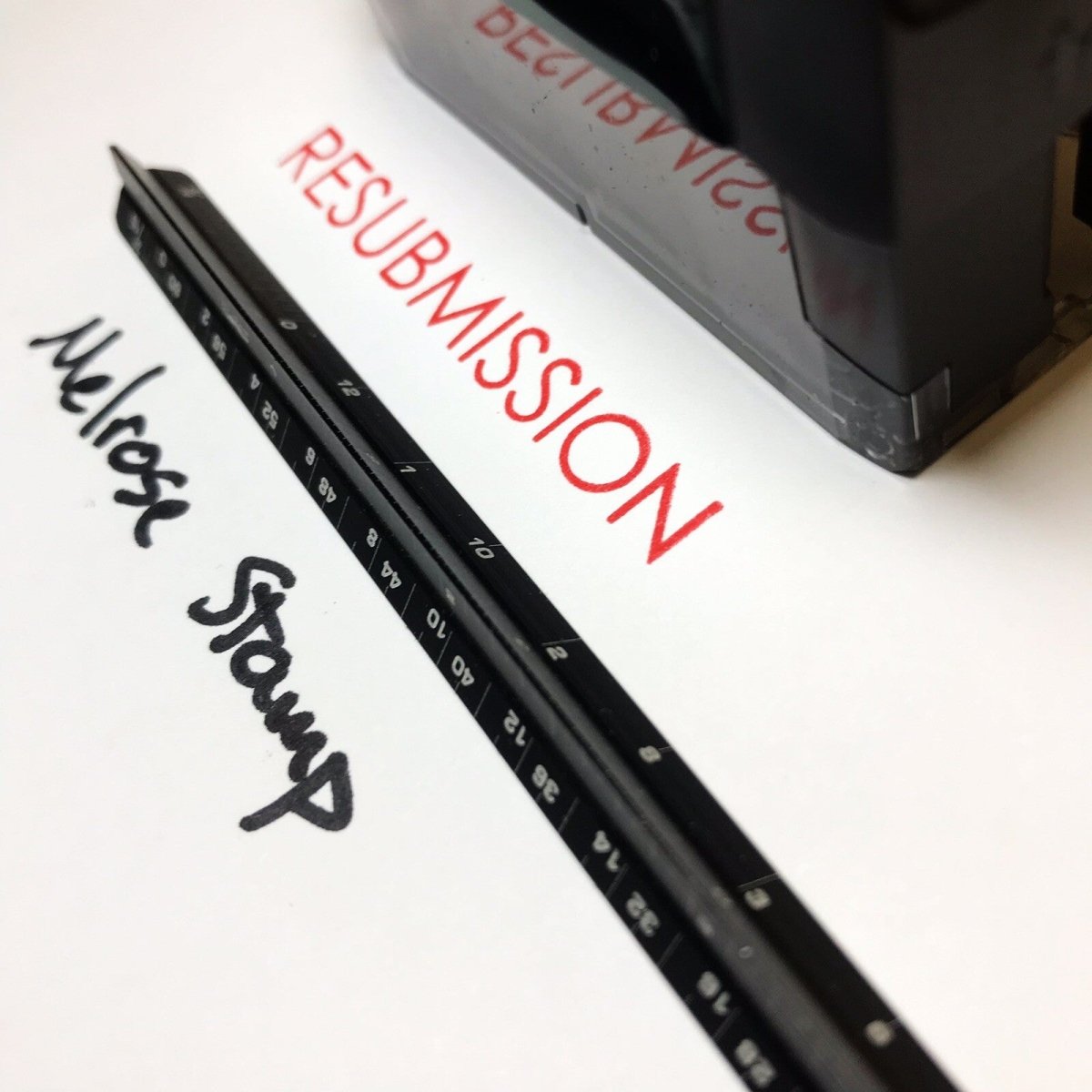 Resubmission Rubber Stamp Red Ink Self Inking Ideal 4913 - Melrose Stamp Co