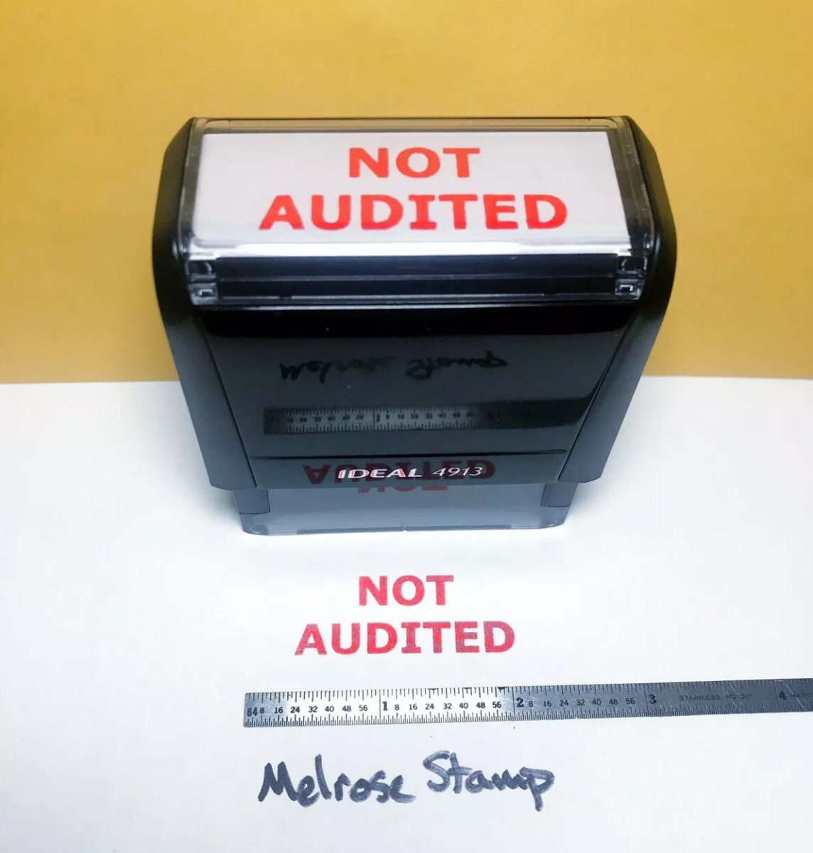 Not Audited Rubber Stamp Red Ink Self Inking Ideal 4913 - Melrose Stamp Co