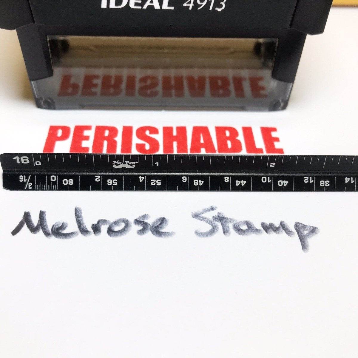 Perishable Rubber Stamp Red Ink Self Inking Ideal 4913 - Melrose Stamp Co