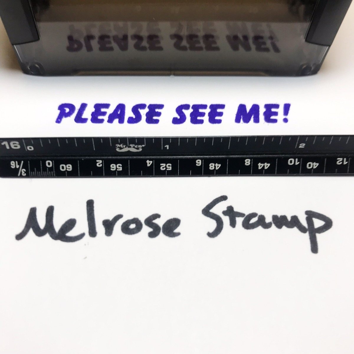 Please See Me Teacher Rubber Stamp Purple Ink Self Inking Ideal 4913 - Melrose Stamp Co