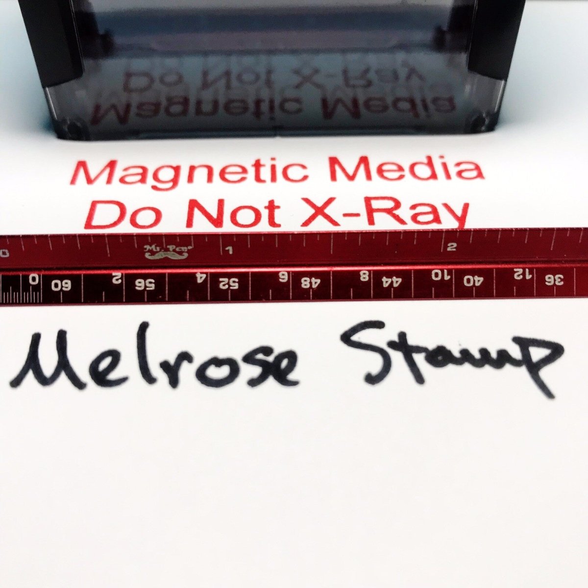 Magnetic Media Do Not X-ray Rubber Stamp Red Ink Self Inking Ideal 4913 - Melrose Stamp Co