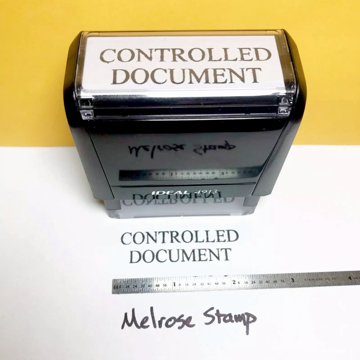 Controlled Document Rubber Stamp Black Ink Self Inking Ideal 4913 - Melrose Stamp Co