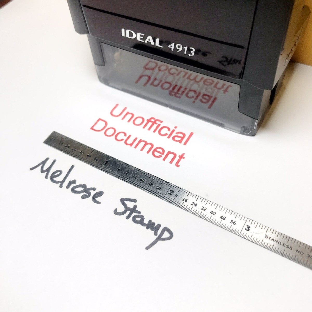Unofficial Document Rubber Stamp Red Ink Self Inking Ideal 4913 - Melrose Stamp Co
