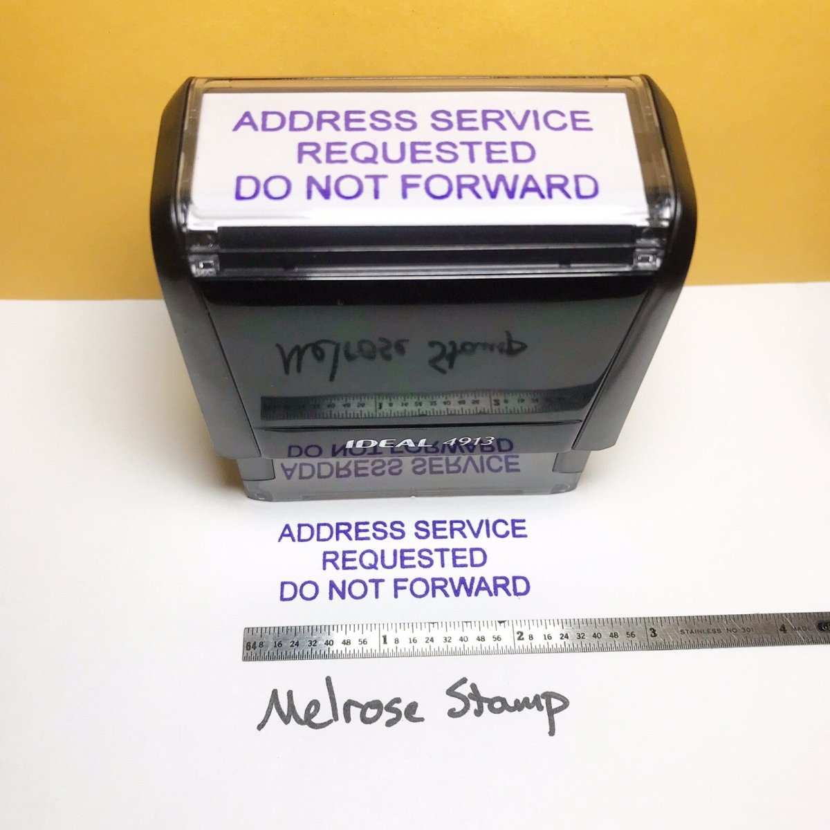 Address Service Requested Do Not Forward Rubber Stamp Purple Ink Ideal 4913 - Melrose Stamp Co