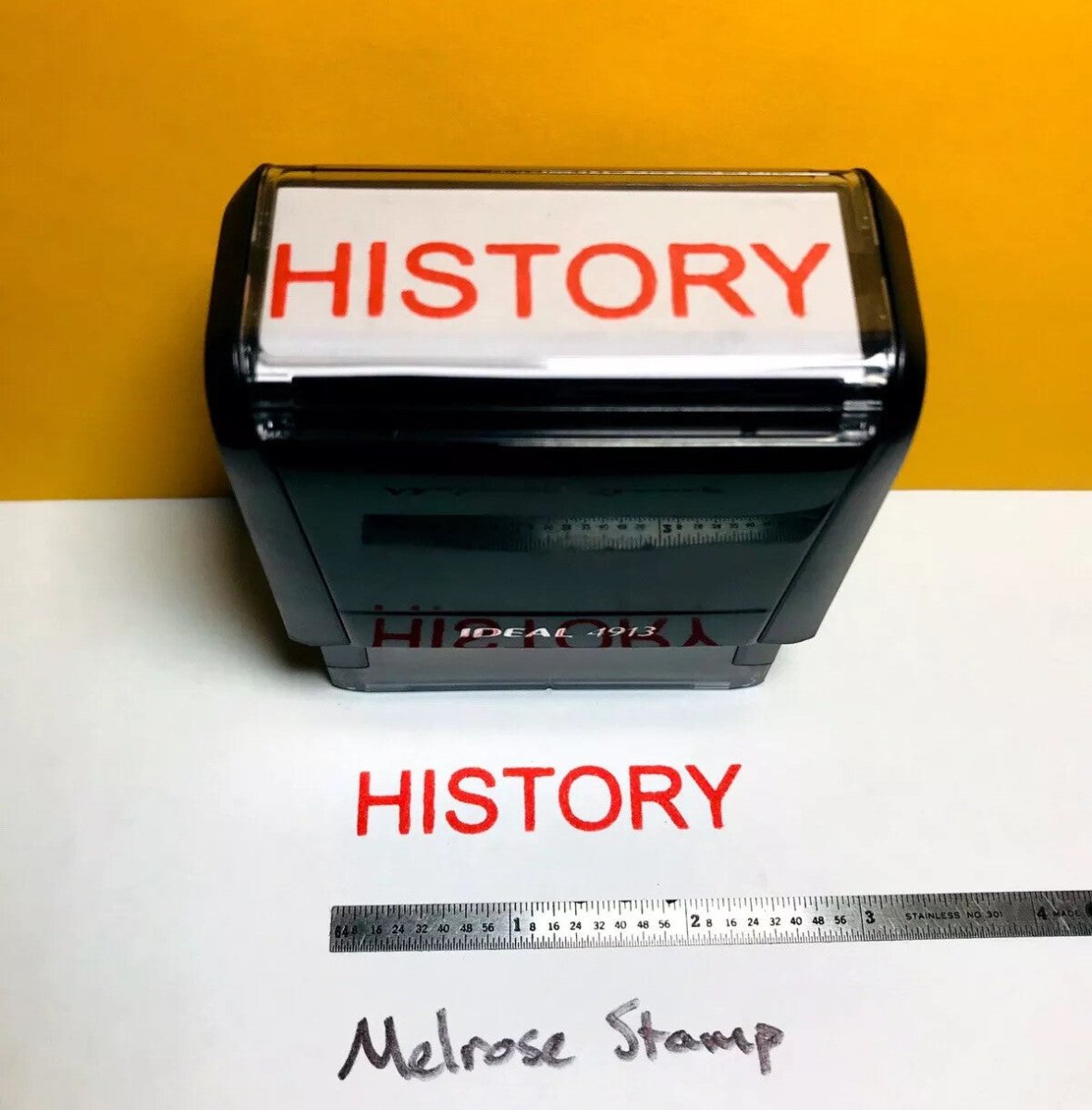 History Rubber Stamp Self Inking Red Ink Ideal 4913 - Melrose Stamp Co
