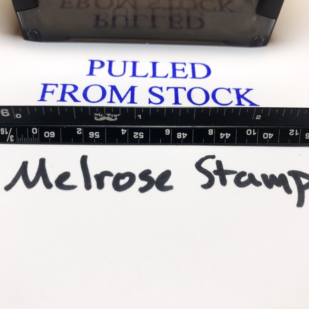 Pulled From Stock Rubber Stamp Blue Ink Self Inking Ideal 4913 - Melrose Stamp Co