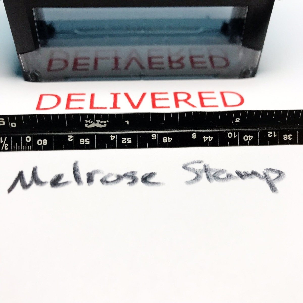 Delivered Rubber Stamp Red Ink Self Inking Ideal 4913 - Melrose Stamp Co