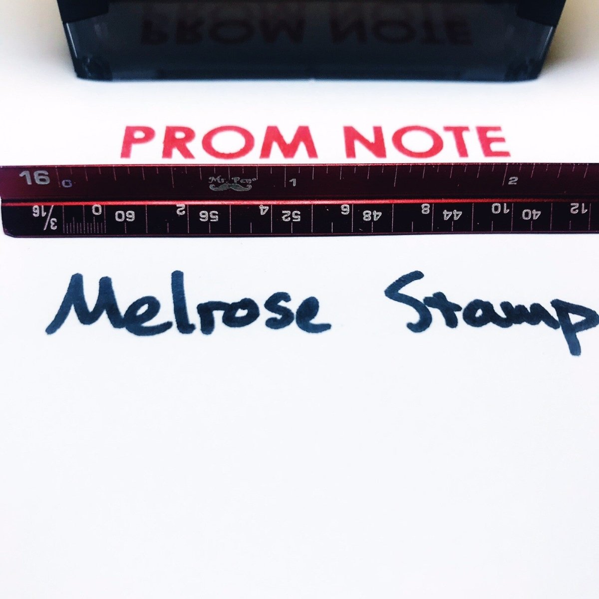 Prom Note Rubber Stamp Red Ink Self Inking Ideal 4913 - Melrose Stamp Co