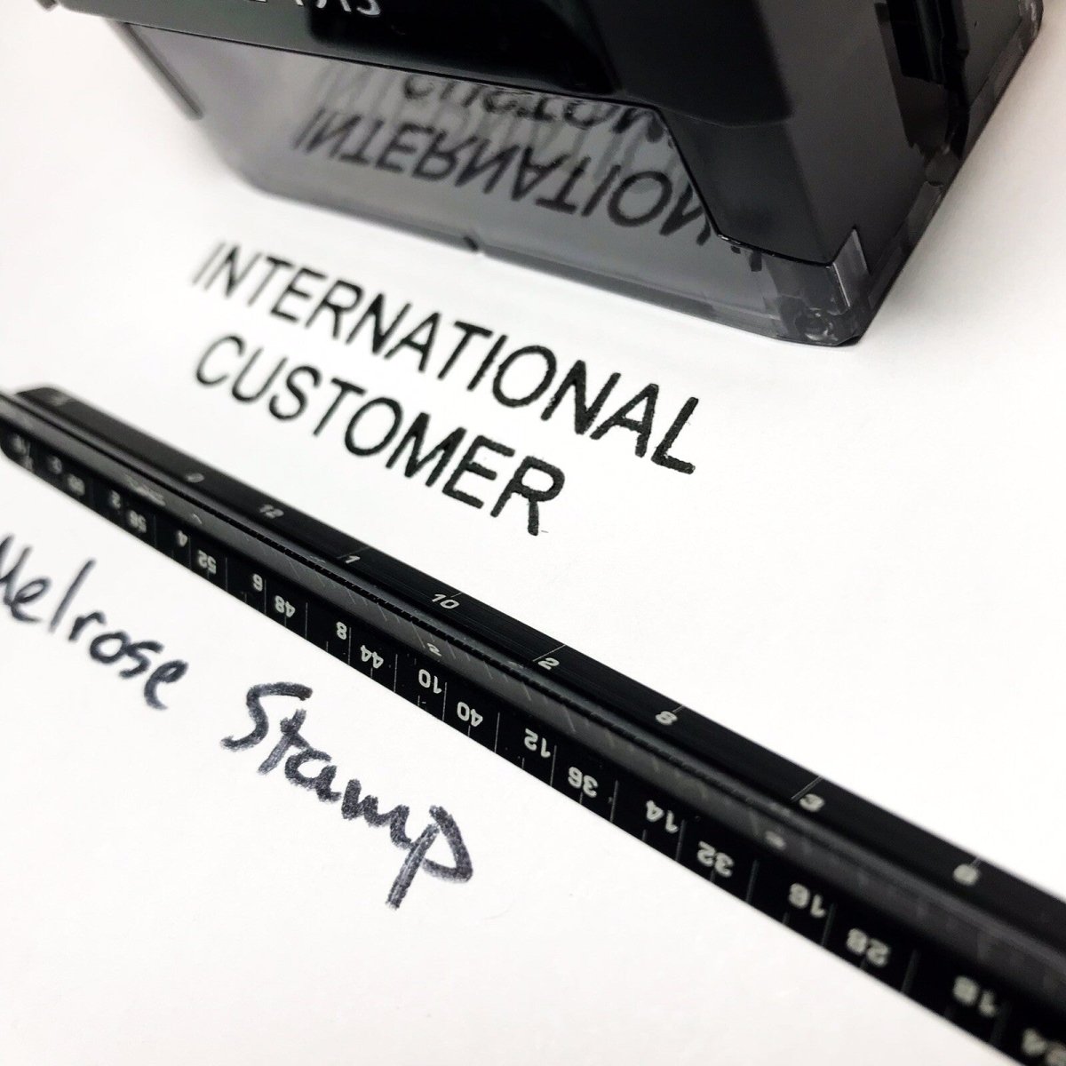 International Customer Rubber Stamp Black Ink Self Inking Ideal 4913 - Melrose Stamp Co