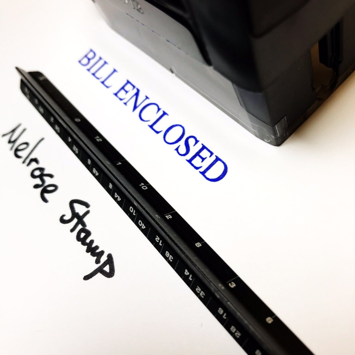 Bill Enclosed Rubber Stamp Blue Ink Self Inking Ideal 4913 - Melrose Stamp Co