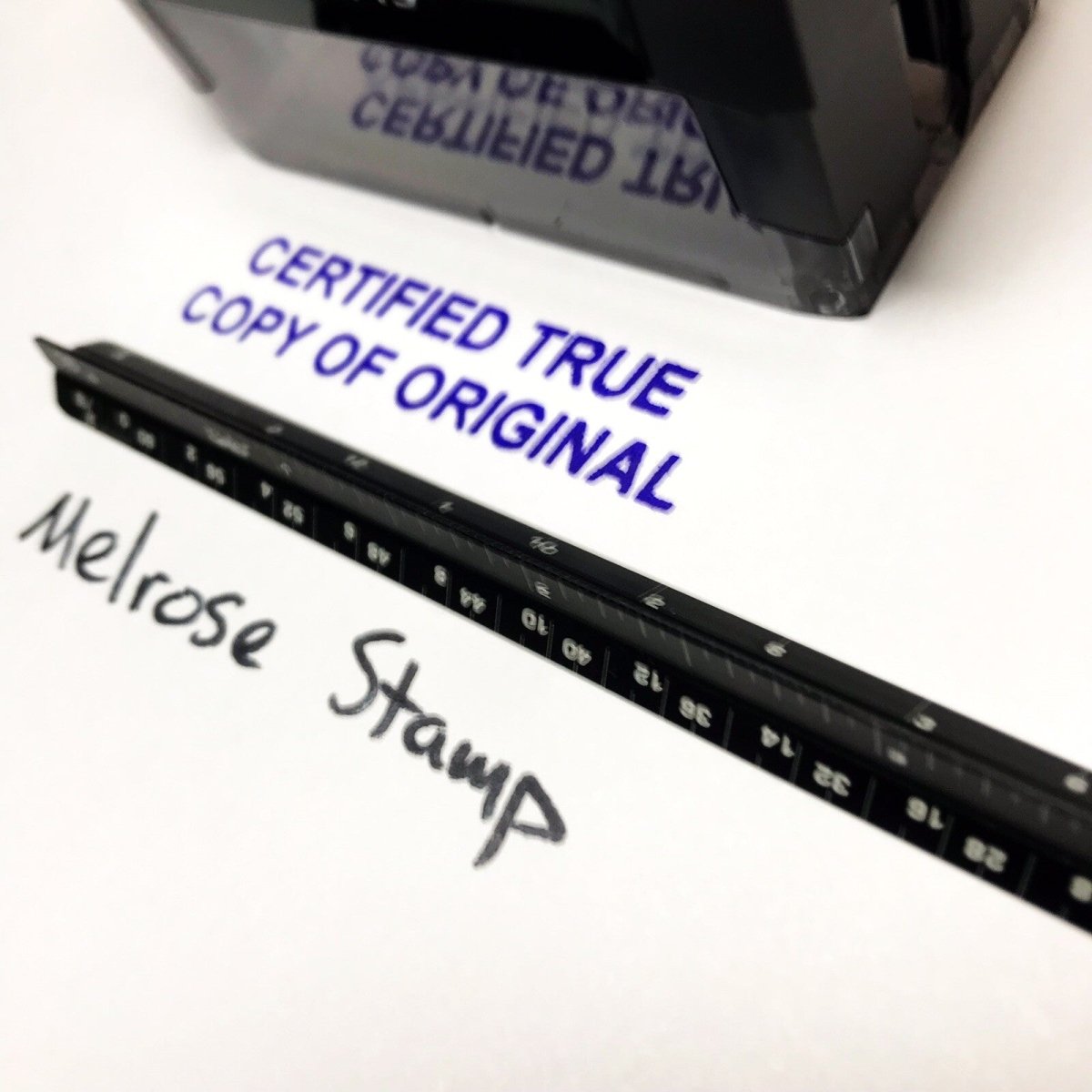Certified Copy Rubber Stamp Purple Ink Self Inking Ideal 4913 - Melrose Stamp Co