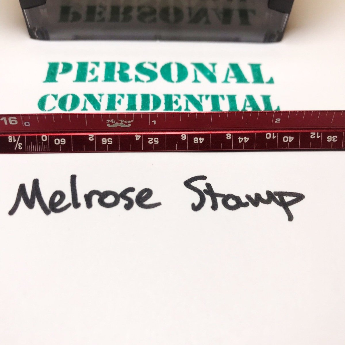 Personal Confidential Rubber Stamp Green Ink Self Inking Ideal 4913 - Melrose Stamp Co