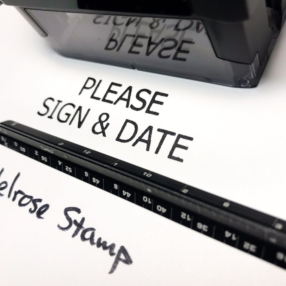 Please Sign And Date Rubber Stamp Black Ink Self Inking Ideal 4913 - Melrose Stamp Co