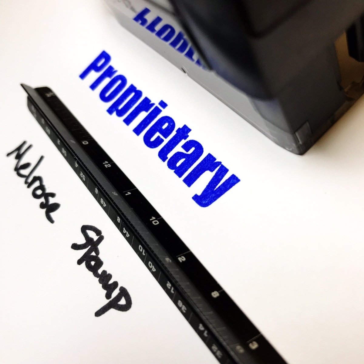 Proprietary Rubber Stamp Blue Ink Self Inking Ideal 4913 - Melrose Stamp Co