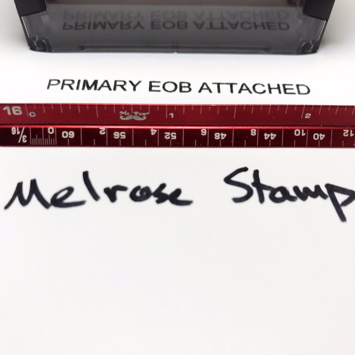 Primary EOB Attached Rubber Stamp Black Ink Self Inking Ideal 4913 - Melrose Stamp Co