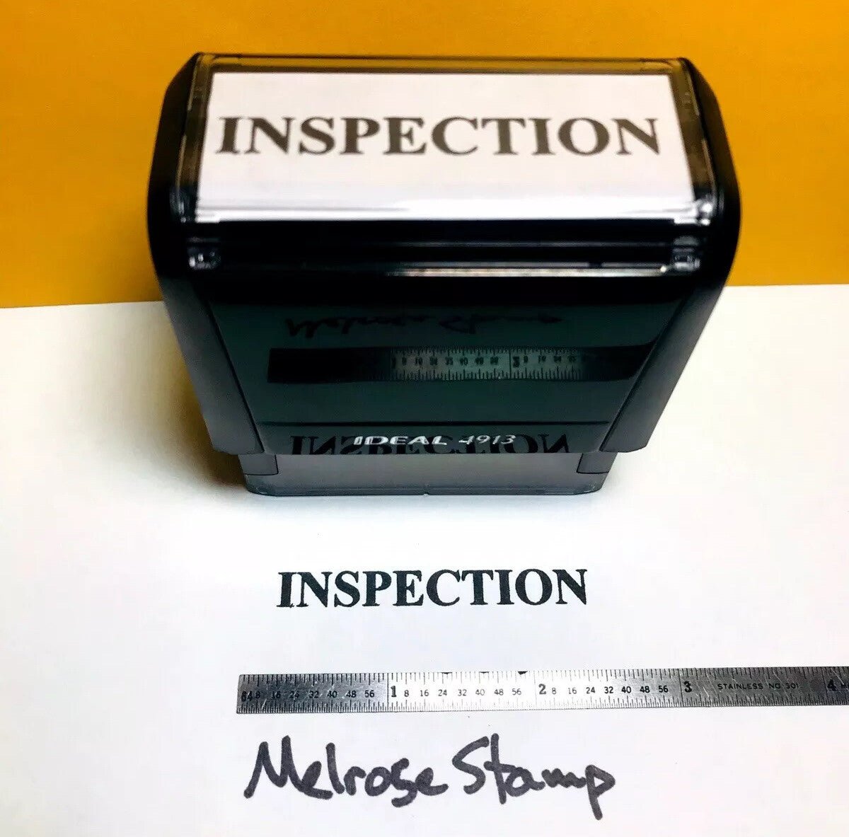Inspection Rubber Stamp Black Ink Self Inking Ideal 4913 - Melrose Stamp Co