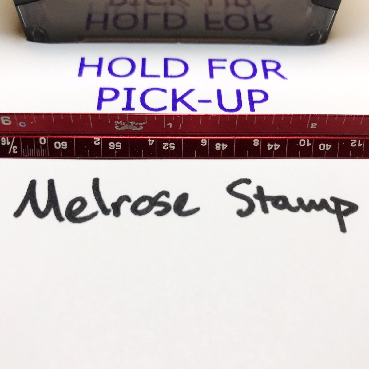 Hold For Pick-Up Rubber Stamp Purple Ink Self Inking Ideal 4913 - Melrose Stamp Co