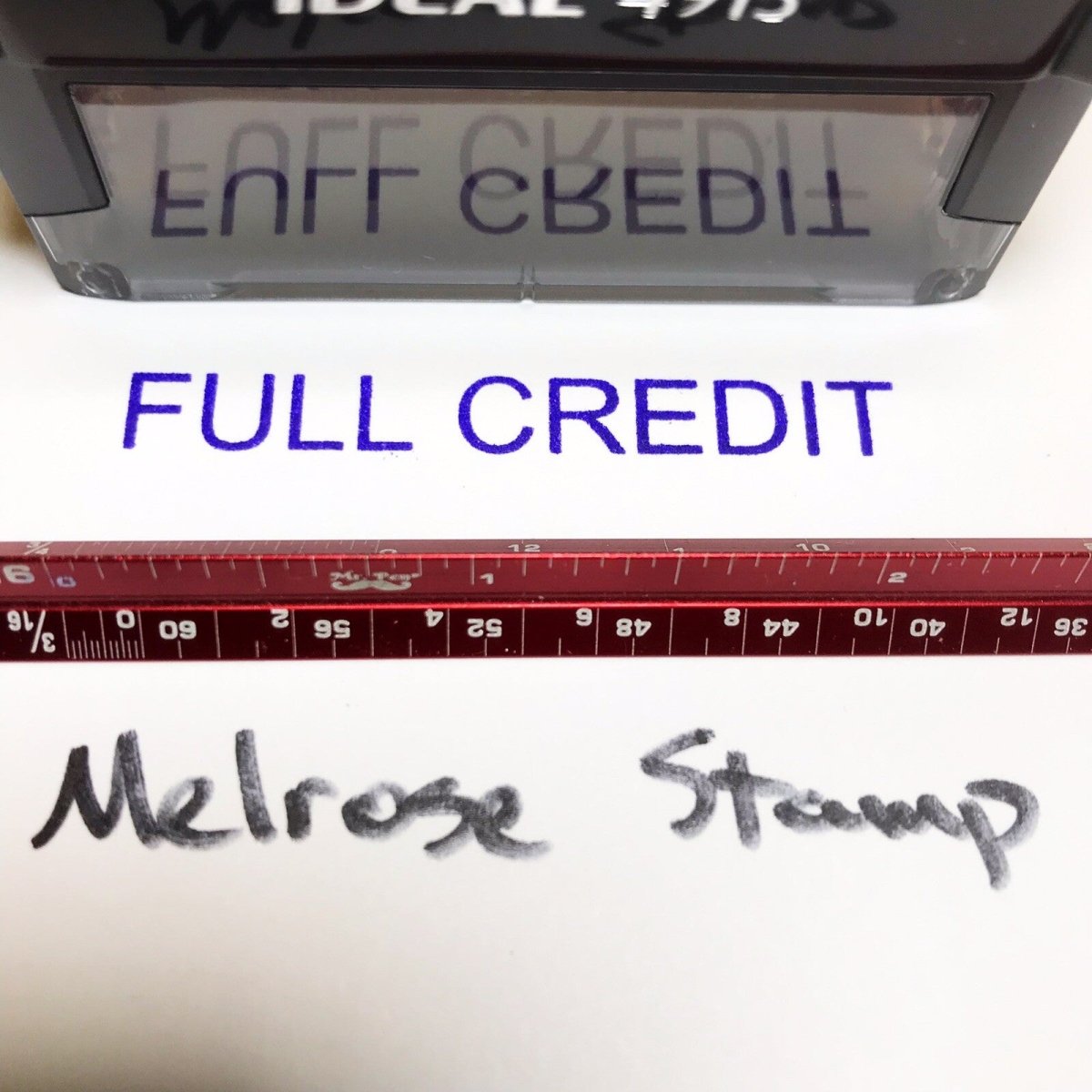 Full Credit Rubber Stamp Self Inking Purple Ink Ideal 4913 - Melrose Stamp Co