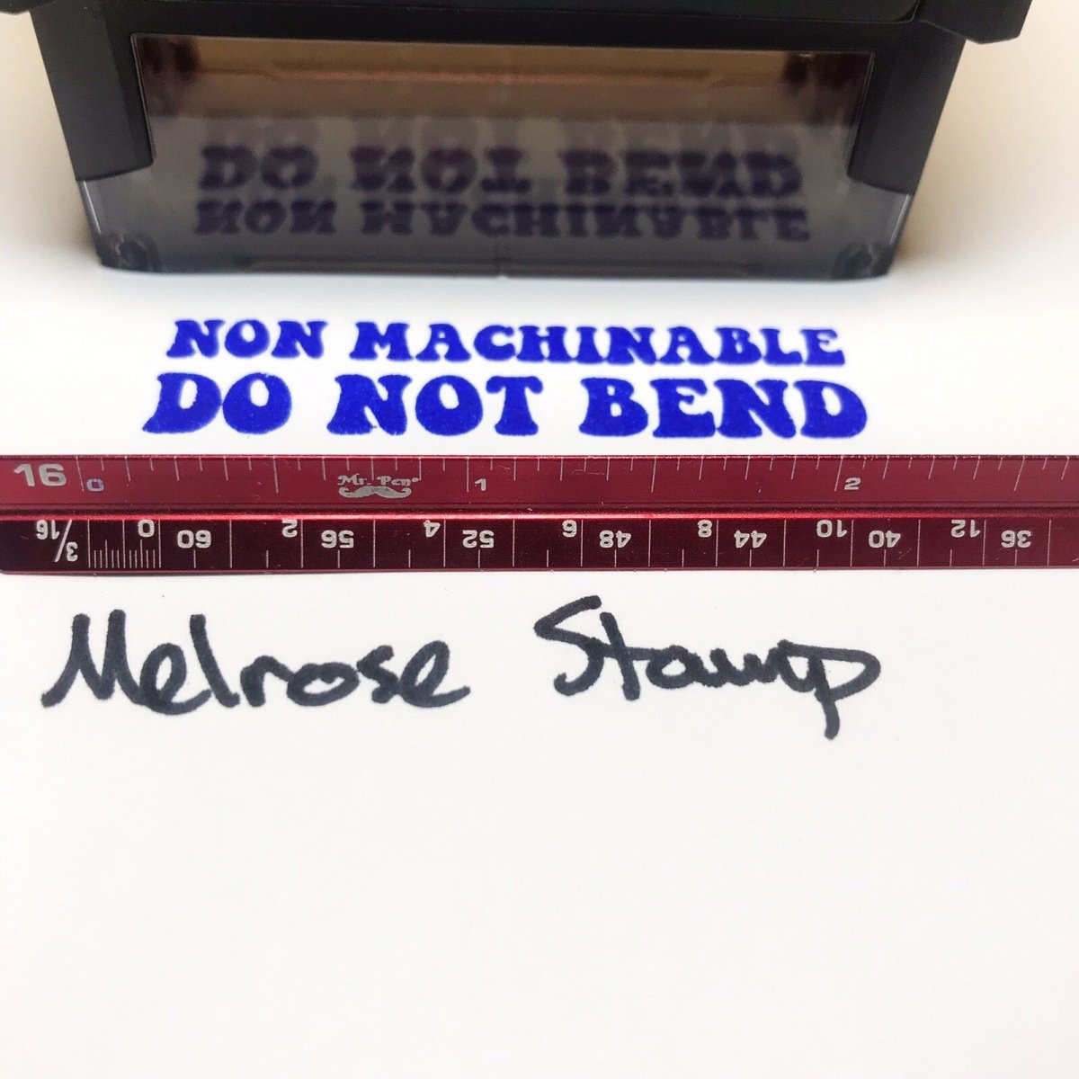 Non Machinable Do Not Bend Rubber Stamp Blue Ink Self Inking Ideal 4913 - Melrose Stamp Co