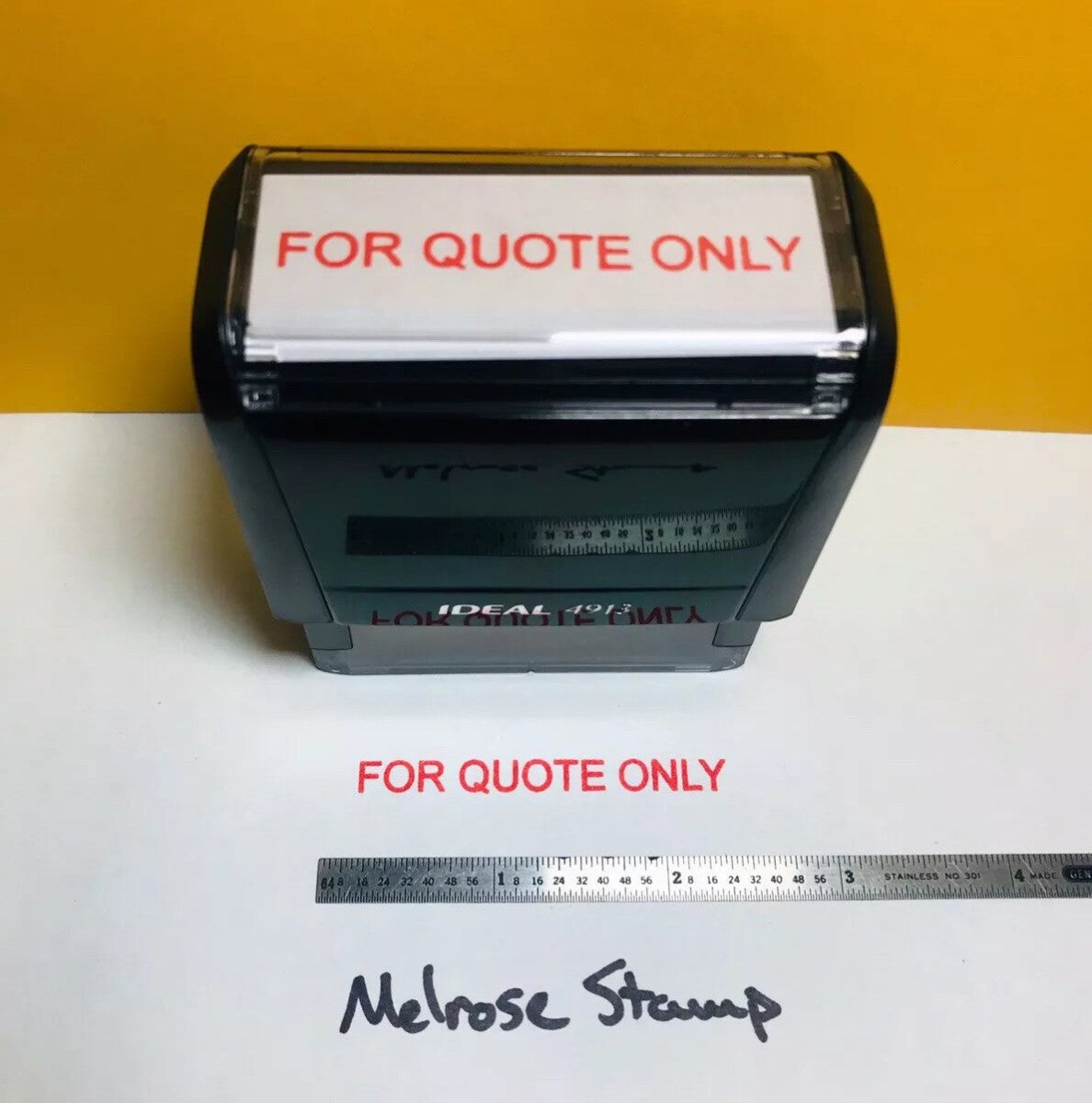 For Quote Only Rubber Stamp Red Ink Self Inking Ideal 4913 - Melrose Stamp Co